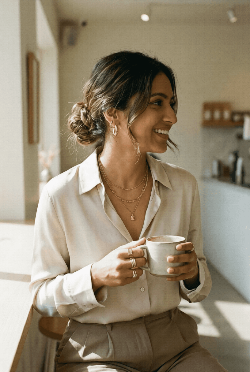 Modern muse wearing elegant everyday jewelry