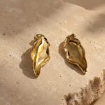 Organic Wavy Gold Stud Earrings