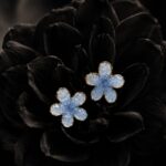 Blue Gradient Crystalline Flower Stud Earrings