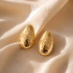 Hammered Gold Teardrop Stud Earrings