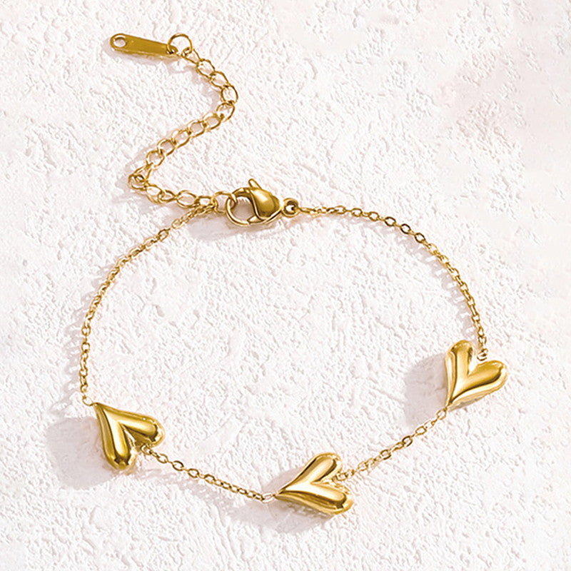 Gold-Plated Anti Tarnish Heart Themed Bracelet