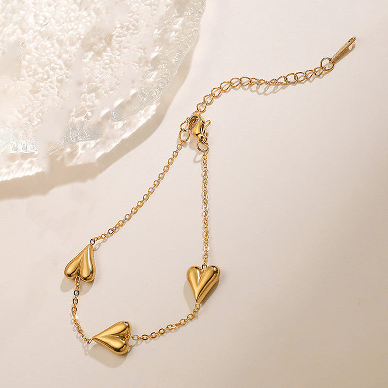 Gold-Plated Anti Tarnish Heart Themed Bracelet