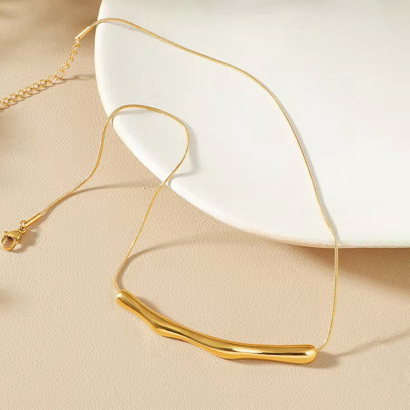 Gold Plated Stainless Steel Anti Tarnish Arc Chain Necklace For Women