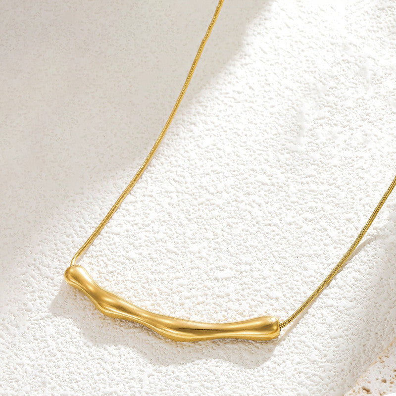 Gold Plated Stainless Steel Anti Tarnish Arc Chain Necklace For Women