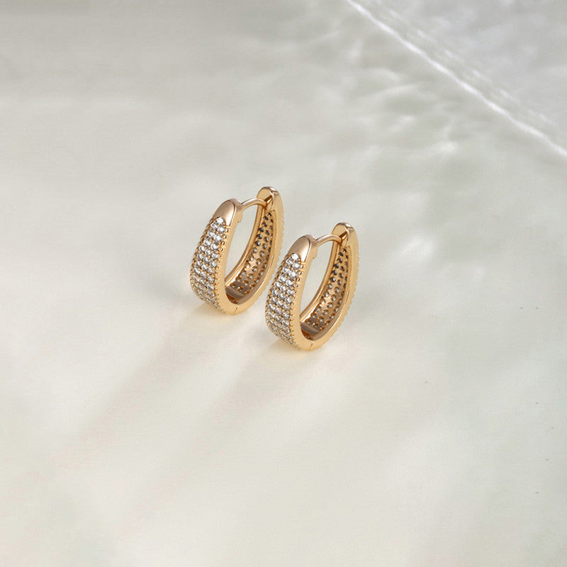 Xuping Jewelry AD Studded Contemporary Hoop Earrings
