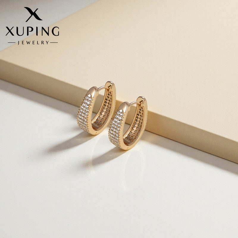 Xuping Jewelry AD Studded Contemporary Hoop Earrings