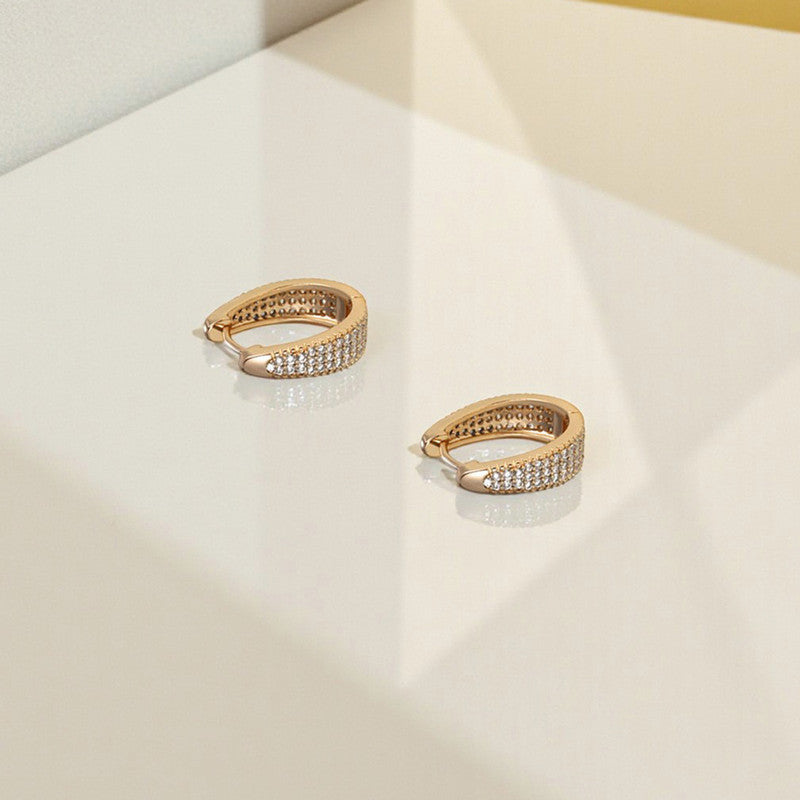 Xuping Jewelry AD Studded Contemporary Hoop Earrings