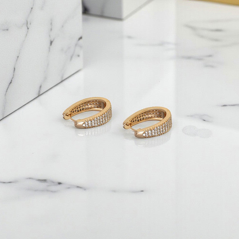 Xuping Jewelry AD Studded Contemporary Hoop Earrings