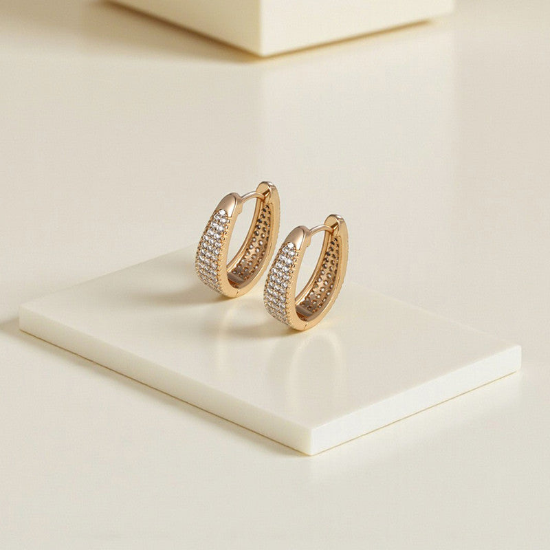 Xuping Jewelry AD Studded Contemporary Hoop Earrings