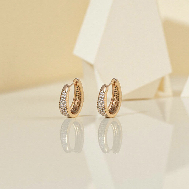Xuping Jewelry AD Studded Contemporary Hoop Earrings