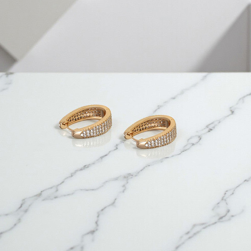 Xuping Jewelry AD Studded Contemporary Hoop Earrings