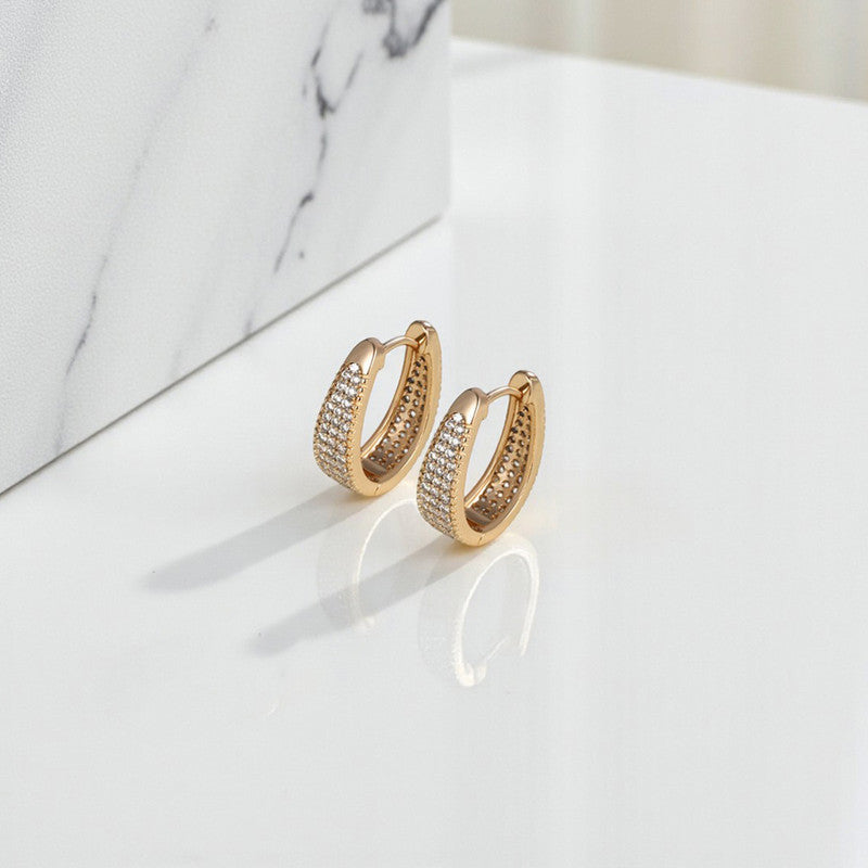 Xuping Jewelry AD Studded Contemporary Hoop Earrings