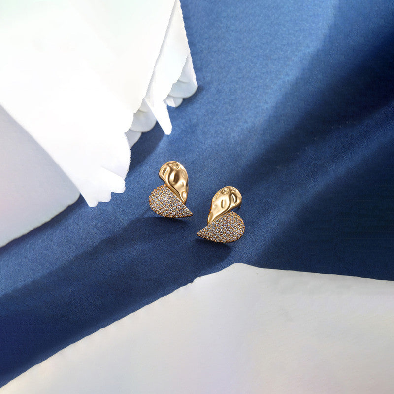 Xuping Jewelry Heart Themed AD Studded Contemporary Stud Earrings