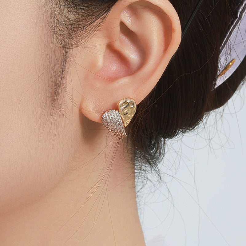 Xuping Jewelry Heart Themed AD Studded Contemporary Stud Earrings