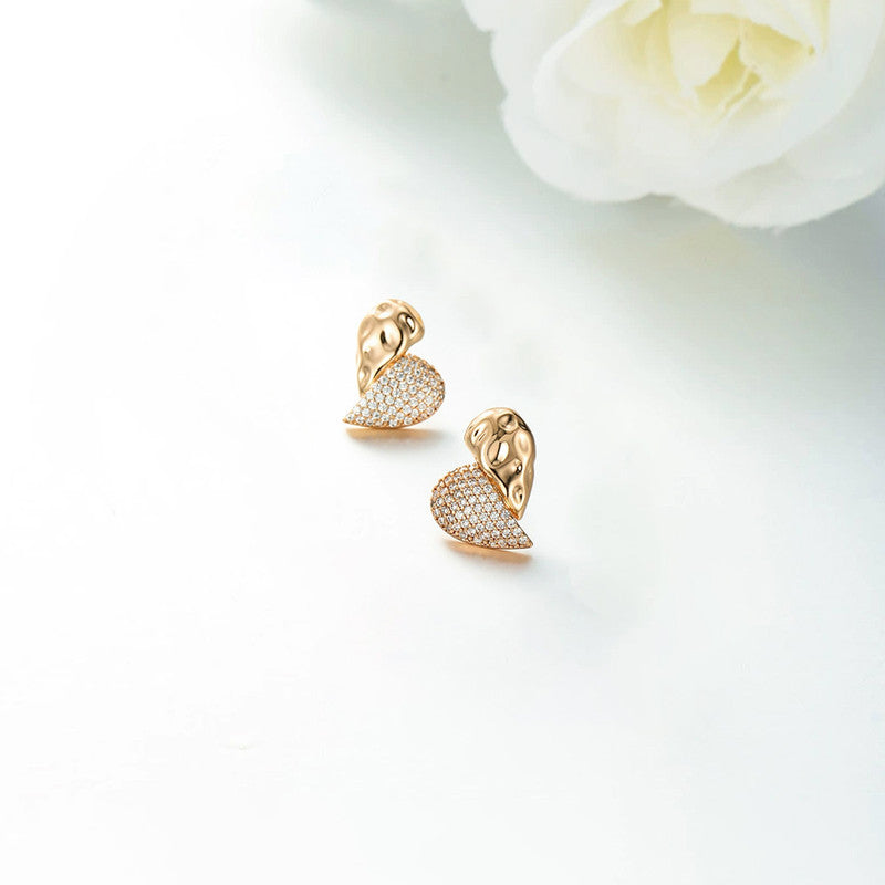 Xuping Jewelry Heart Themed AD Studded Contemporary Stud Earrings